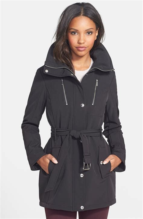 black michael kors soft shell lightweight baseball jacket|michael kors black coat.